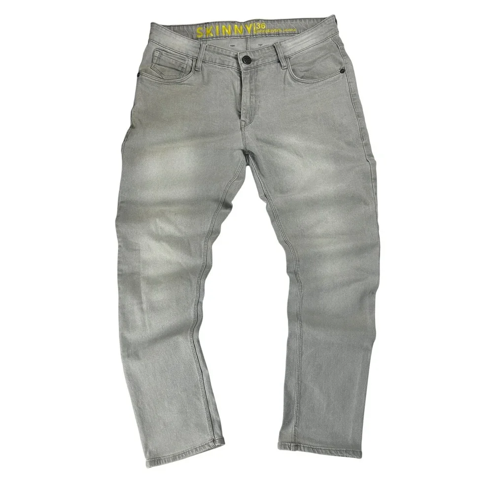 John Players‎ Skinny Jeans Mens 36 Light Grey Stretch Denim